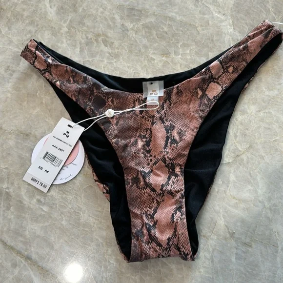 NWT PILYQ KAA reversible high cut bikini bottoms size medium teeny style - Picture 2 of 7